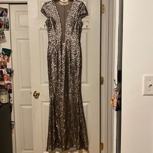 Silver Sequin Mermaid Style Dress